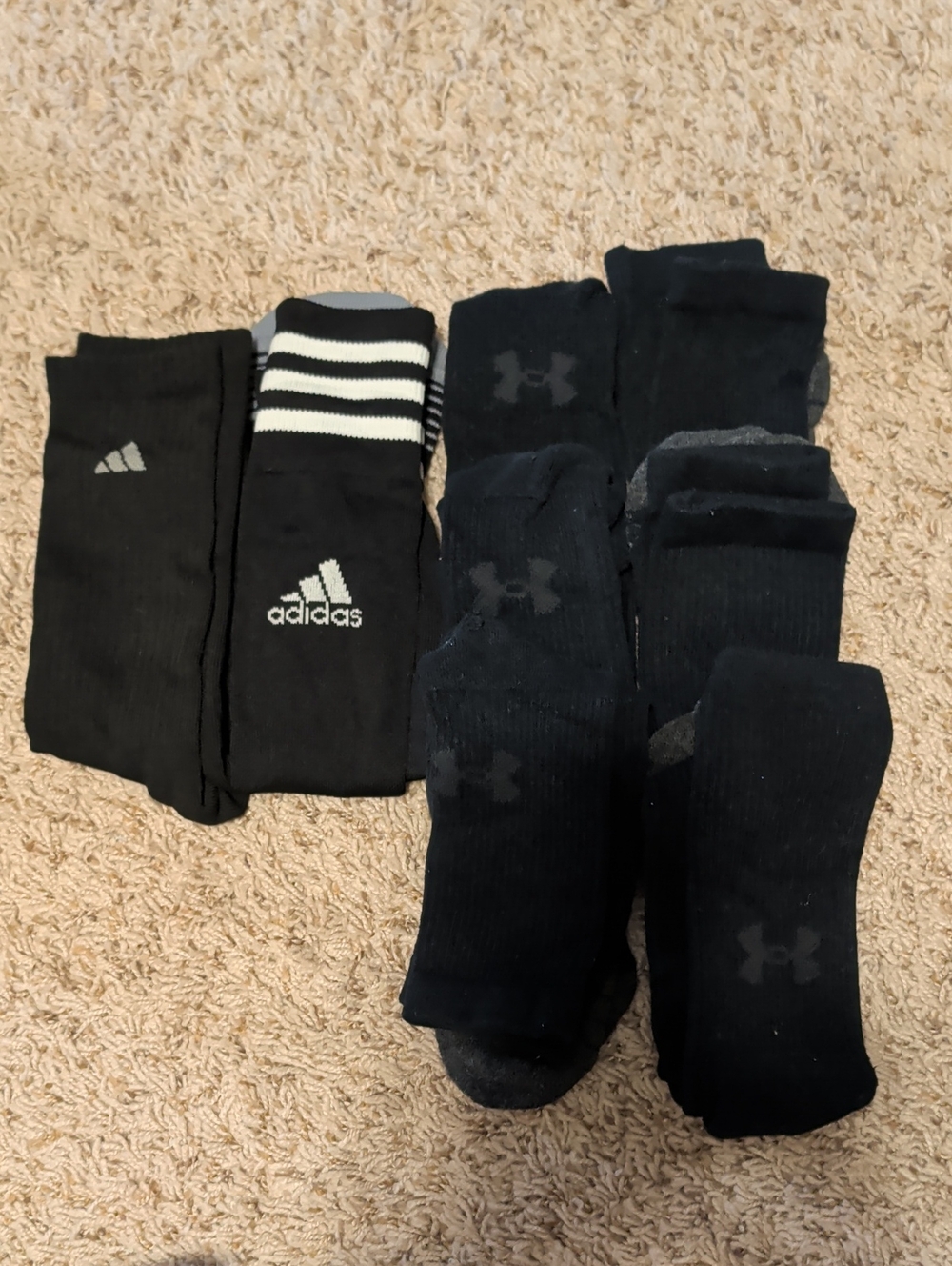 Bundle Of Adidas & Under Armour Black Athletic Socks